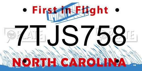 7TJS758 North Carolina License Plate