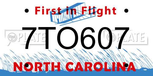 7TO607 North Carolina License Plate