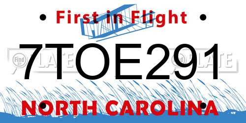 7TOE291 North Carolina License Plate