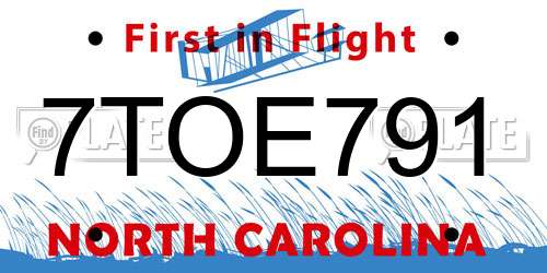 7TOE791 North Carolina License Plate