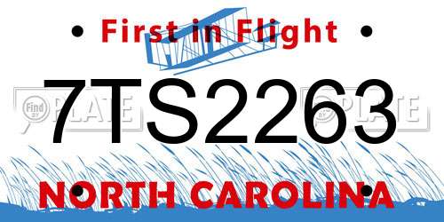 7TS2263 North Carolina License Plate