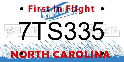 7TS335 North Carolina License Plate