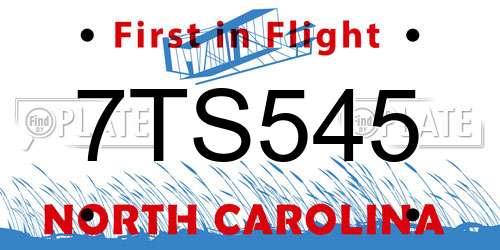 7TS545 North Carolina License Plate