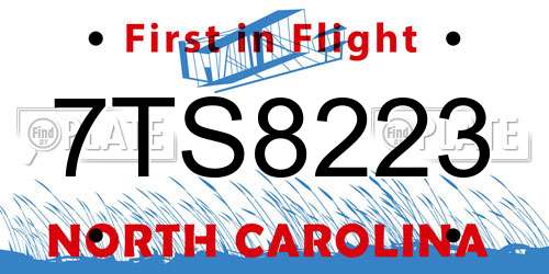 7TS8223 North Carolina License Plate