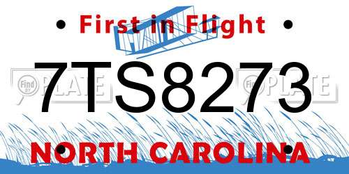7TS8273 North Carolina License Plate