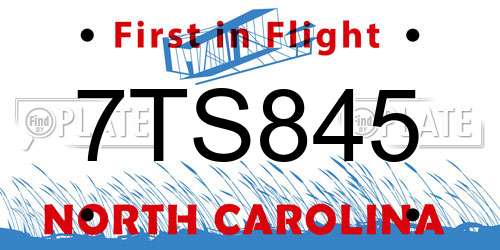 7TS845 North Carolina License Plate