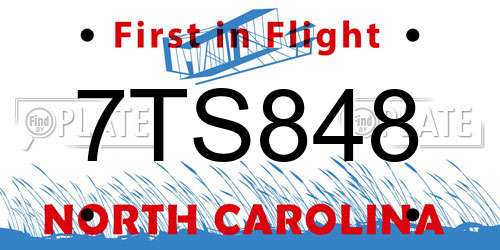 7TS848 North Carolina License Plate
