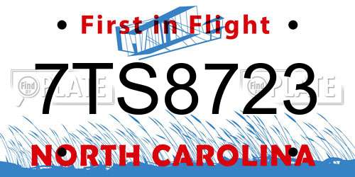 7TS8723 North Carolina License Plate
