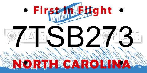 7TSB273 North Carolina License Plate