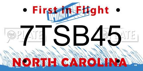 7TSB45 North Carolina License Plate