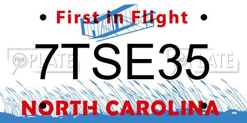 7TSE35 North Carolina License Plate
