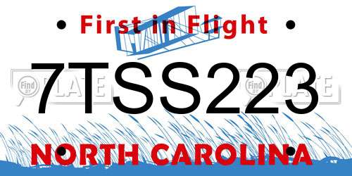 7TSS223 North Carolina License Plate