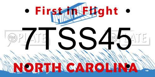 7TSS45 North Carolina License Plate
