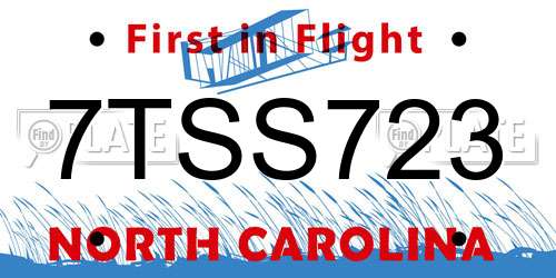 7TSS723 North Carolina License Plate
