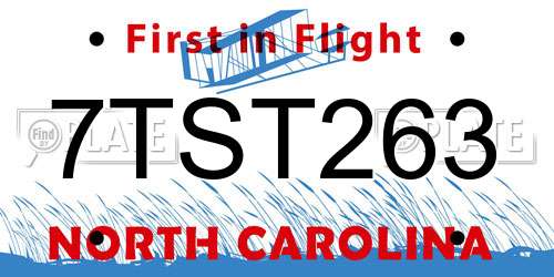 7TST263 North Carolina License Plate