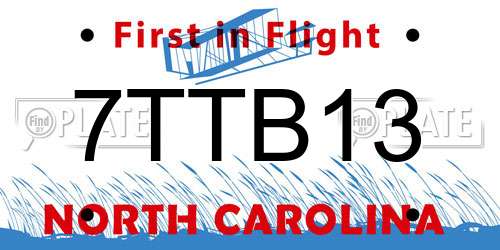 7TTB13 North Carolina License Plate