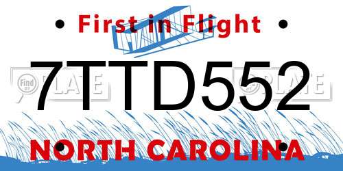 7TTD552 North Carolina License Plate