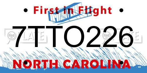 7TTO226 North Carolina License Plate