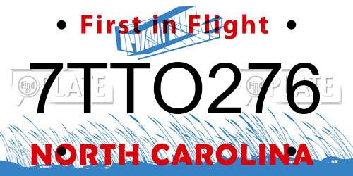 7TTO276 North Carolina License Plate