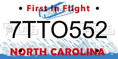 7TTO552 North Carolina License Plate