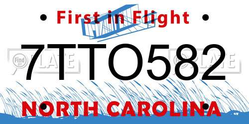 7TTO582 North Carolina License Plate