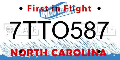 7TTO587 North Carolina License Plate
