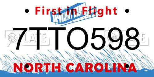 7TTO598 North Carolina License Plate