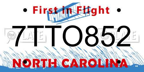 7TTO852 North Carolina License Plate