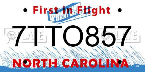 7TTO857 North Carolina License Plate