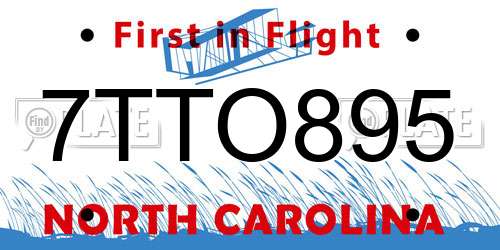 7TTO895 North Carolina License Plate