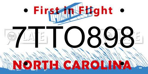 7TTO898 North Carolina License Plate