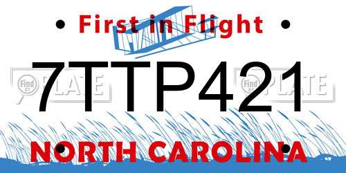 7TTP421 North Carolina License Plate