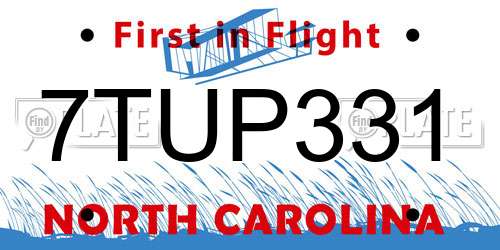 7TUP331 North Carolina License Plate