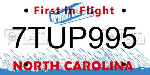 7TUP995 North Carolina License Plate