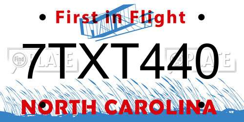 7TXT440 North Carolina License Plate