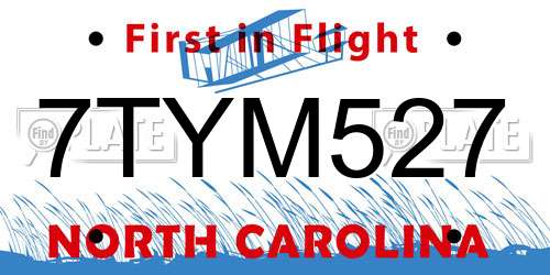 7TYM527 North Carolina License Plate