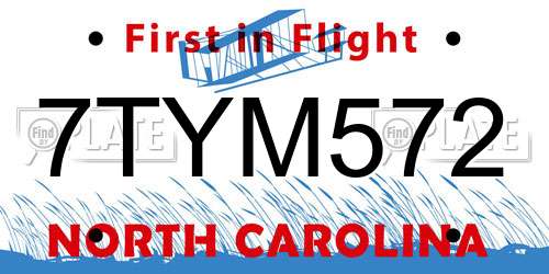 7TYM572 North Carolina License Plate