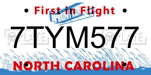 7TYM577 North Carolina License Plate