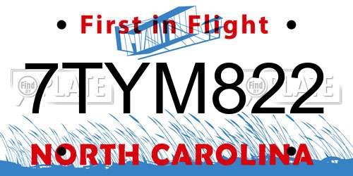 7TYM822 North Carolina License Plate