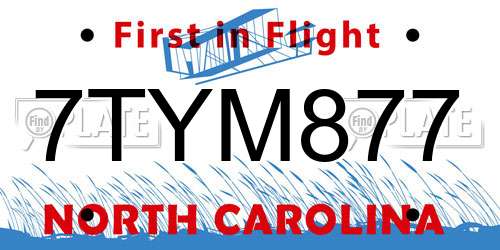 7TYM877 North Carolina License Plate