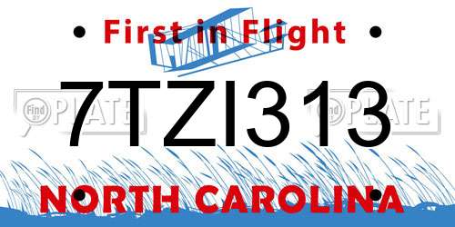 7TZI313 North Carolina License Plate