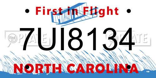 7UI8134 North Carolina License Plate