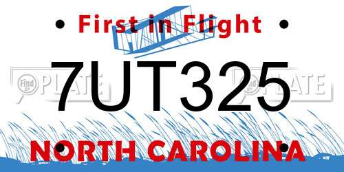 7UT325 North Carolina License Plate
