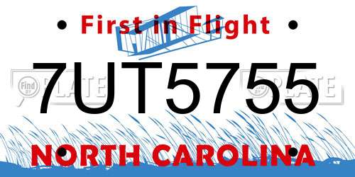 7UT5755 North Carolina License Plate
