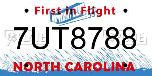 7UT8788 North Carolina License Plate