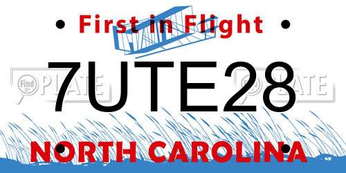 7UTE28 North Carolina License Plate