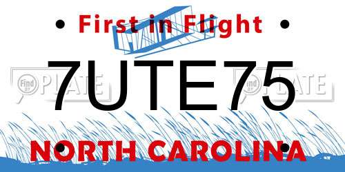 7UTE75 North Carolina License Plate