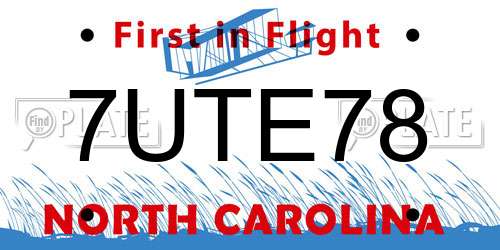 7UTE78 North Carolina License Plate