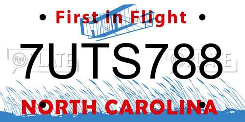 7UTS788 North Carolina License Plate