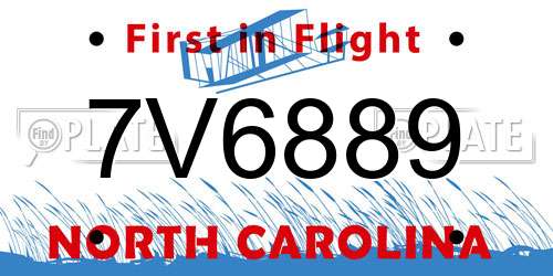 7V6889 North Carolina License Plate